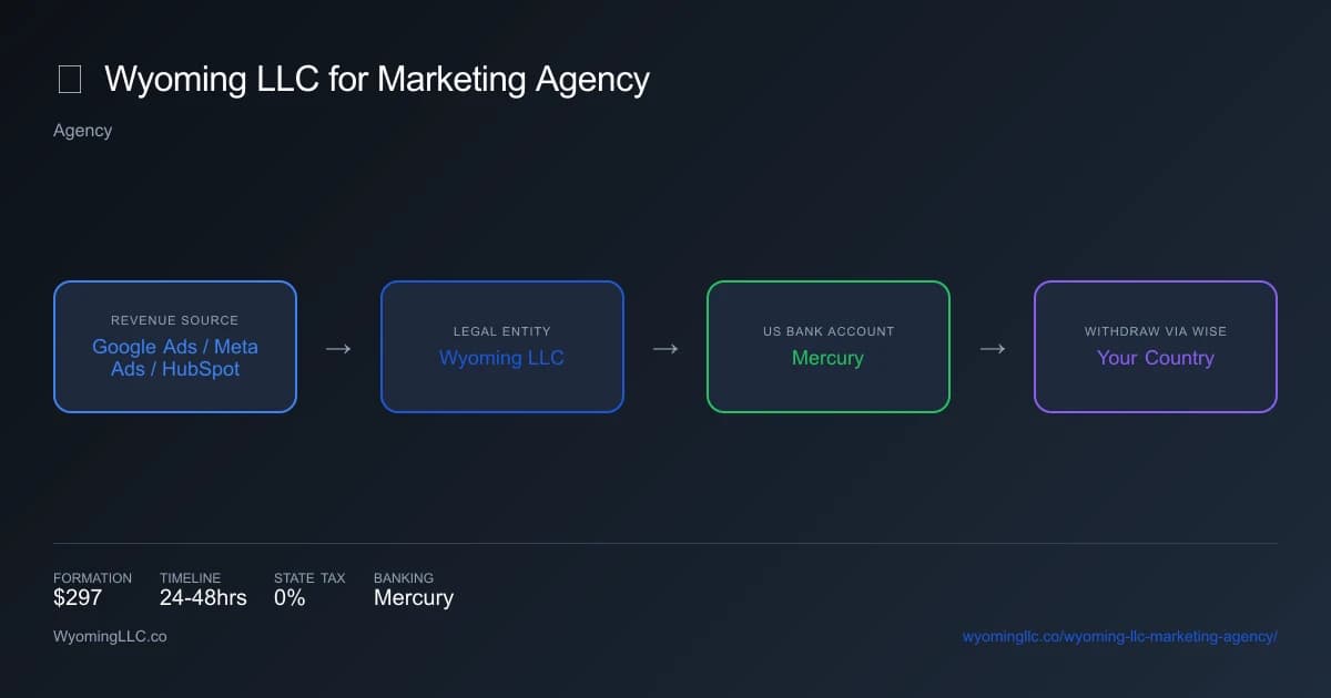 Wyoming LLC for marketing agency - income flow diagram